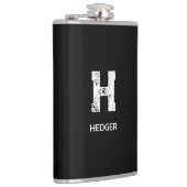 MINIMALIST WHITE ONE LETTER MONOGRAM NAME BLACK フラスク (右)