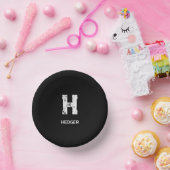 MINIMALIST WHITE ONE LETTER MONOGRAM NAME BLACK ペーパーボウル (パーティー)