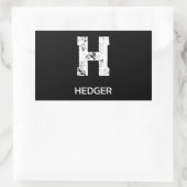 MINIMALIST WHITE ONE LETTER MONOGRAM NAME BLACK 長方形シール (バッグ)