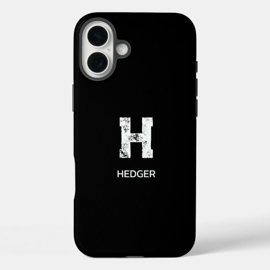 MINIMALIST WHITE ONE LETTER MONOGRAM NAME BLACK Case-Mate iPhoneケース (裏面)