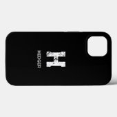 MINIMALIST WHITE ONE LETTER MONOGRAM NAME BLACK Case-Mate iPhoneケース (裏面 (横))