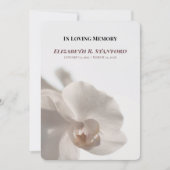Minimalist White Orchid Memorial Program 招待状 (正面)