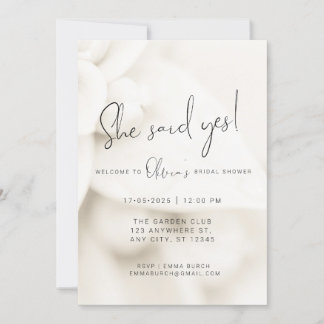 Minimalist White Petal Bridal Shower Invite 招待状