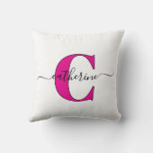Minimalist White Pink Monogram Name Stylish Script クッション (裏面)