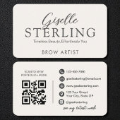 Minimalist White Script Eyebrow Artist QR Code 名刺