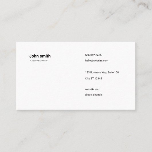 Minimalist White Simple Professional Business Card 名刺 (正面)