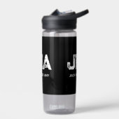 MINIMALIST WHITE THREE LETTER MONOGRAM NAME BLACK ウォーターボトル (左面)