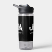 MINIMALIST WHITE THREE LETTER MONOGRAM NAME BLACK ウォーターボトル (右面)