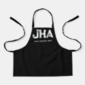 MINIMALIST WHITE THREE LETTER MONOGRAM NAME BLACK エプロン (正面)