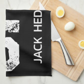 MINIMALIST WHITE THREE LETTER MONOGRAM NAME BLACK  キッチンタオル (四つ折り)