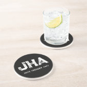 MINIMALIST WHITE THREE LETTER MONOGRAM NAME BLACK コースター (側面)