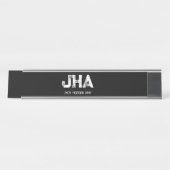 MINIMALIST WHITE THREE LETTER MONOGRAM NAME BLACK  デスクネームプレート (正面)