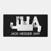 MINIMALIST WHITE THREE LETTER MONOGRAM NAME BLACK  デスクマット (キーボード&マウス)