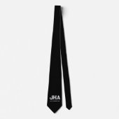 MINIMALIST WHITE THREE LETTER MONOGRAM NAME BLACK  ネクタイ (正面)
