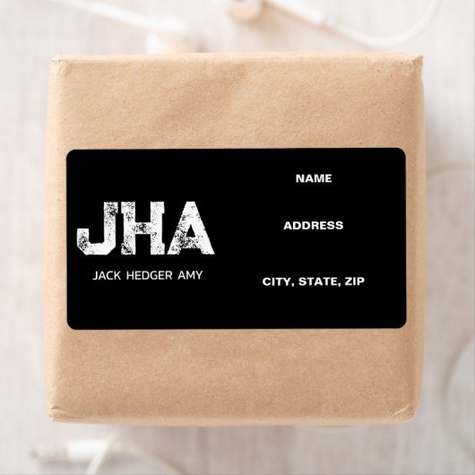 MINIMALIST WHITE THREE LETTER MONOGRAM NAME BLACK ラベル (インサイチュ)