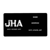 MINIMALIST WHITE THREE LETTER MONOGRAM NAME BLACK ラベル (正面)