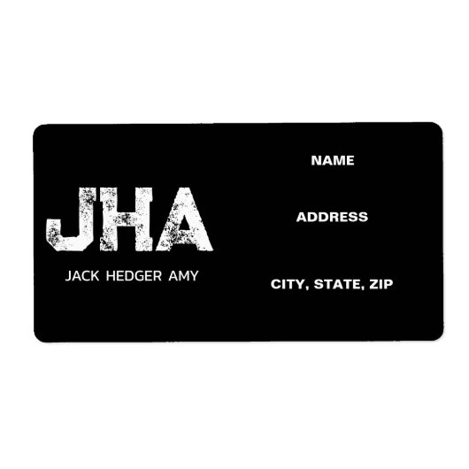 MINIMALIST WHITE THREE LETTER MONOGRAM NAME BLACK ラベル (正面)