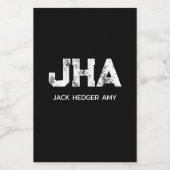 MINIMALIST WHITE THREE LETTER MONOGRAM NAME BLACK ワインラベル (シングルラベル)