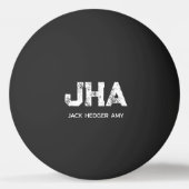 MINIMALIST WHITE THREE LETTER MONOGRAM NAME BLACK 卓球ボール (裏面)