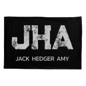 MINIMALIST WHITE THREE LETTER MONOGRAM NAME BLACK  枕カバー (裏面)