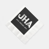 MINIMALIST WHITE THREE LETTER MONOGRAM NAME BLACK 縁ありランチョンナプキン (角)