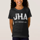 MINIMALIST WHITE THREE LETTER MONOGRAM NAME BLACK Tシャツ (正面)