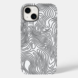 Minimalist White Topographic Line Art 🌍 Case-Mate iPhone 14ケース