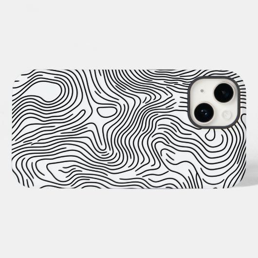 Minimalist White Topographic Line Art 🌍 Case-Mate iPhoneケース (裏面 (横))