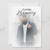 Minimalist White Transparent Overlay Photo Funeral 招待状 (正面)