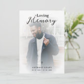 Minimalist White Transparent Overlay Photo Funeral 招待状 (スタンド正面)