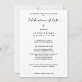 Minimalist White Transparent Overlay Photo Funeral 招待状 (裏面)