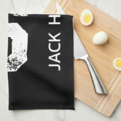 MINIMALIST WHITE TWO LETTER MONOGRAM NAME BLACK  キッチンタオル (四つ折り)