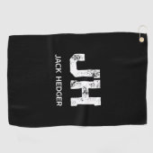 MINIMALIST WHITE TWO LETTER MONOGRAM NAME BLACK  ゴルフタオル (横)