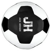 MINIMALIST WHITE TWO LETTER MONOGRAM NAME BLACK  サッカーボール (回転)