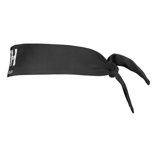 MINIMALIST WHITE TWO LETTER MONOGRAM NAME BLACK  タイヘッドバンド (回転90)