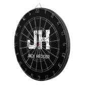 MINIMALIST WHITE TWO LETTER MONOGRAM NAME BLACK  ダーツボード (正面右)