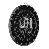 MINIMALIST WHITE TWO LETTER MONOGRAM NAME BLACK  ダーツボード (正面左)