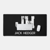 MINIMALIST WHITE TWO LETTER MONOGRAM NAME BLACK  デスクマット (キーボード&マウス)