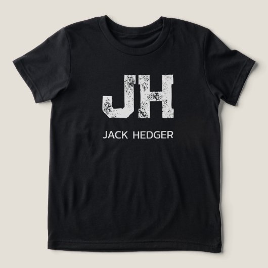 MINIMALIST WHITE TWO LETTER MONOGRAM NAME BLACK トライブレンドTシャツ (デザイン正面)