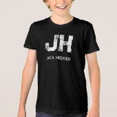 MINIMALIST WHITE TWO LETTER MONOGRAM NAME BLACK トライブレンドTシャツ (正面)