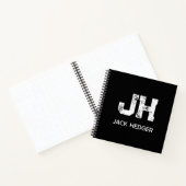 MINIMALIST WHITE TWO LETTER MONOGRAM NAME BLACK  ノートブック (内部)
