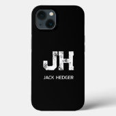 MINIMALIST WHITE TWO LETTER MONOGRAM NAME BLACK Case-Mate iPhoneケース (裏面)