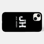 MINIMALIST WHITE TWO LETTER MONOGRAM NAME BLACK Case-Mate iPhoneケース (裏面 (横))