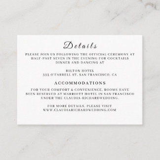 Minimalist White Wedding Enclosure Card | Earthy  エンクロージャーカード