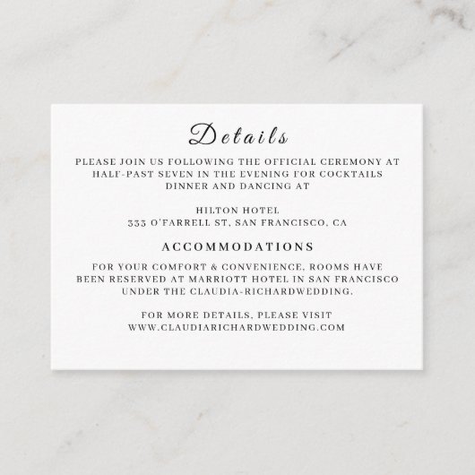 Minimalist White Wedding Enclosure Card | Earthy  エンクロージャーカード (正面)