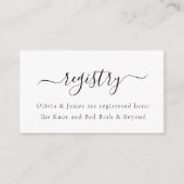 Minimalist White Wedding Shower Gift Registry エンクロージャーカード (正面)