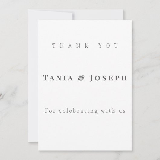 Minimalist White Wedding Thank You Card Template サンキューカード (正面)