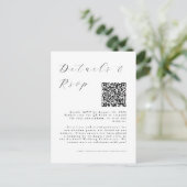 Minimalist White Wedding w QR Details & RSVP Card ポストカード (スタンド正面)