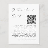 Minimalist White Wedding w QR Details & RSVP Card ポストカード (正面)