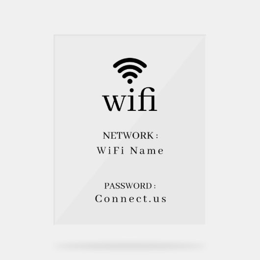 Minimalist Wi-Fi Network Password Display Sign アクリルサイン (正面)